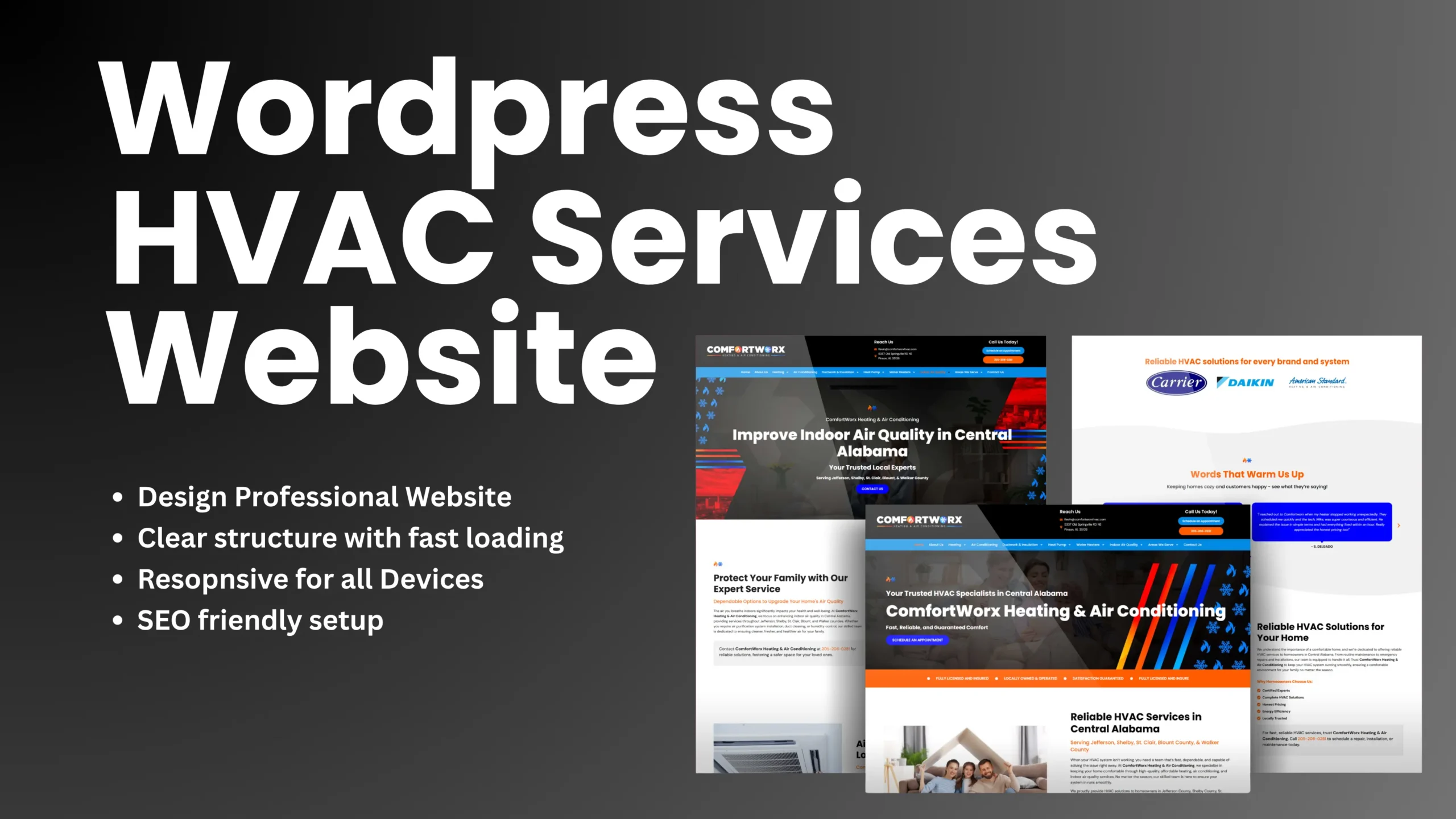 HVAC Services wordpress business website design gfxrobiul